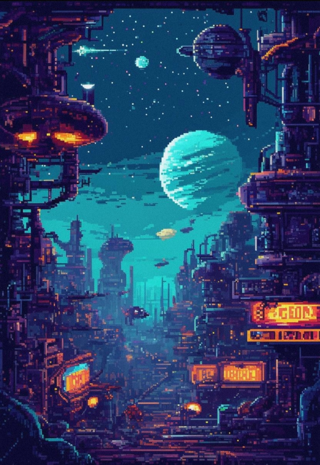 Cyberpunk Megacity Port Arrival